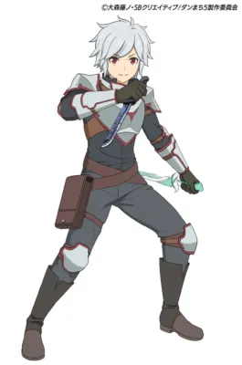 白い髪と赤い目を持つ男性アニメキャラクターの全身イラスト