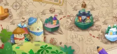 可愛らしい猫たちが冒険するファンタジーマップ