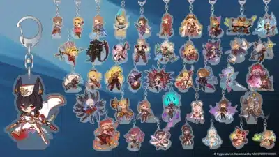 多数のちびキャラ風アニメキャラクターがデザインされたアクリルキーホルダーのコレクション画像