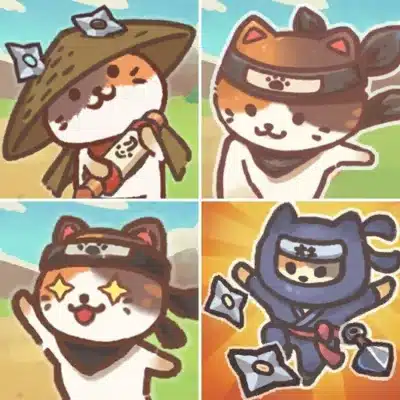 忍者風の可愛い猫キャラクター