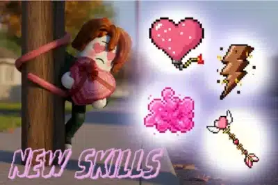 「NEW SKILLS」とハートのキャラクター