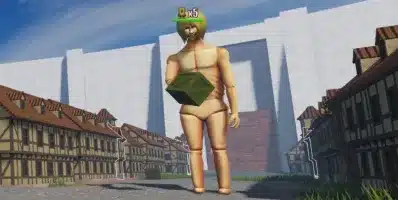 金髪の巨人が箱を持つ