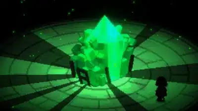 緑色に輝くクリスタル