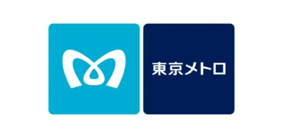 東京メトロのロゴマークと、会社名「東京メトロ」の文字が並んで表示されています。左側は水色の背景に白のM字型シンボル、右側は紺色の背景に白字で会社名が書かれています。