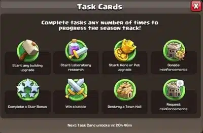 シーズンパスのタスクカード画面