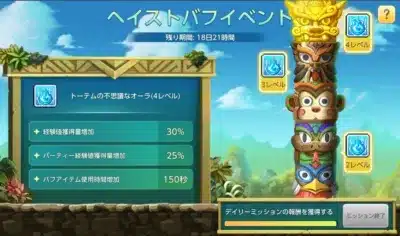 ヘイストバフイベントの画面