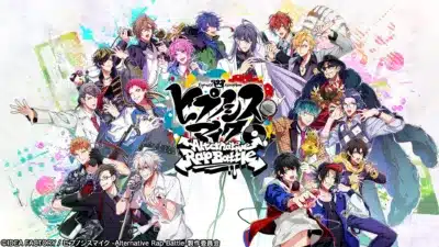 『ヒプノシスマイク -Alternative Rap Battle-』のタイトルロゴとキャラクター