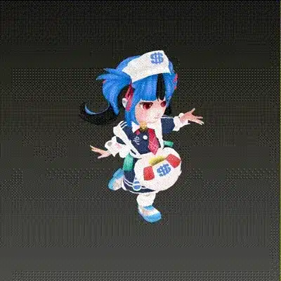 浮き輪を持ったちびキャラの新兎わい