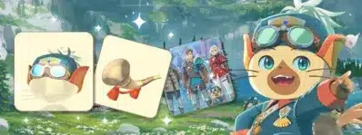 アイルーがパイロットのような服装で指差し