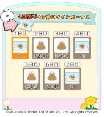 4月後半CP券ログインボーナス