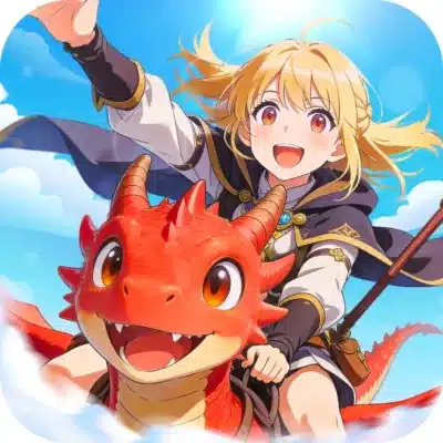 少女がドラゴンに乗るイラスト