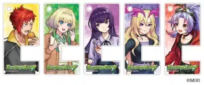 人気ゲーム「モンスターストライク」のキャラクターが描かれたアクリルスタンドまたはキーホルダー5点の集合画像