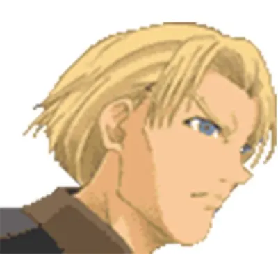 金髪で青い目の男性が横顔で描かれたアニメ風の画像