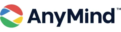 AnyMindの企業ロゴです。赤、青、緑、黄色の4色で構成された円形のロゴマークと、企業名「AnyMind™」が白地に表示されています。