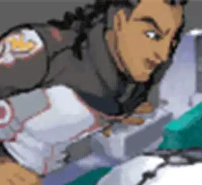 暗い服を着た男性キャラクターのイラスト