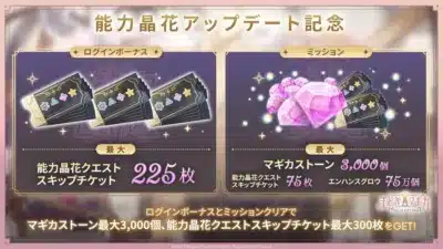 能力晶花アップデート記念ログインボーナス&ミッション