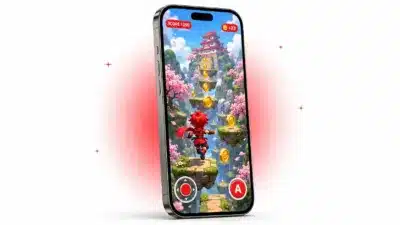 スマートフォンで表示されたDreamCore生成ゲームの画面