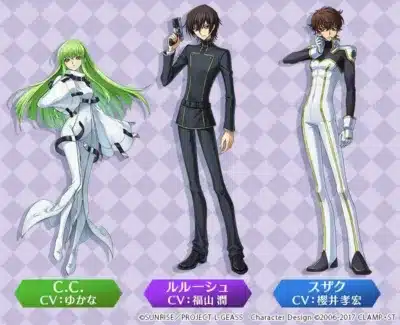 C.C.、ルルーシュ、スザク