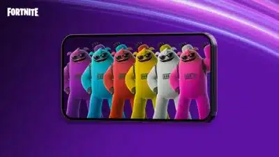 スマートフォン画面に表示されたFortniteのキャラクター