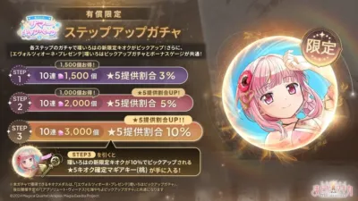 有償限定！お得なステップアップガチャ開催