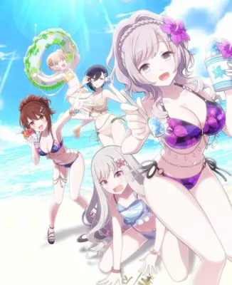 水着乙女集合イラスト
