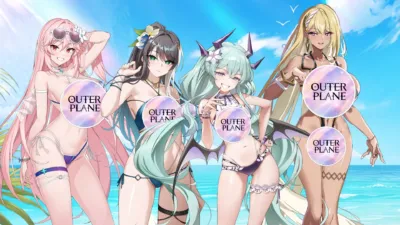 水着姿の4人のキャラクター
