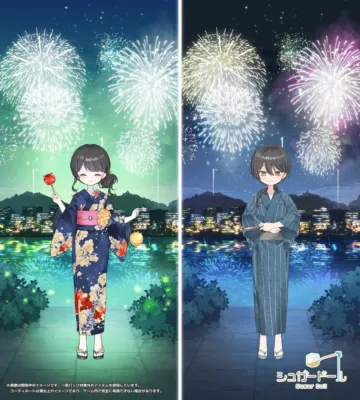 花火と夏祭りの背景パック