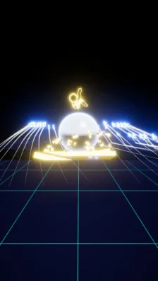 抽象的、デジタル、仮想空間、グリッド、光、球体、人物、未来、テクノロジー、サイバー、幾何学