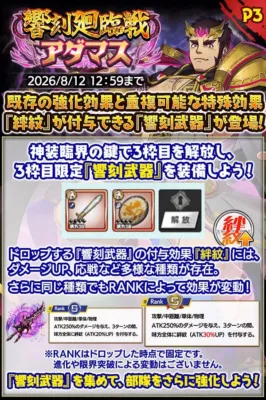 響刻武器と絆紋の説明