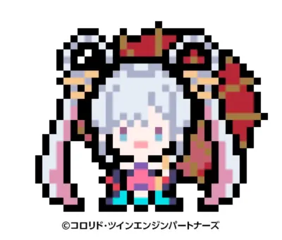 ツインテールの可愛い女の子が描かれたピクセルアートのキャラクターイラストです。