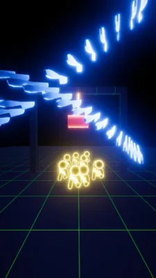 ネオン、デジタル、サイバー、未来、光、グリッド、抽象、仮想空間、人々、エネルギー、ゲーム