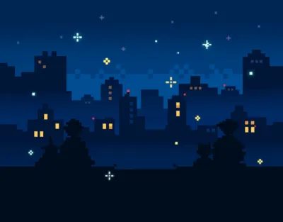ピクセルアートの夜景プロフィール背景