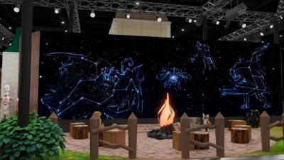 星空とキャンプファイヤー