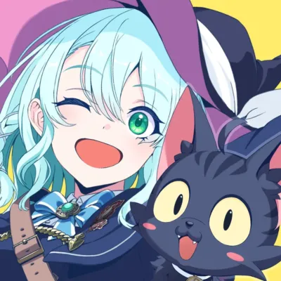 魔女風少女と黒猫