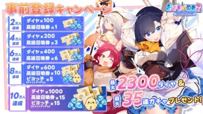 事前登録キャンペーンの報酬一覧