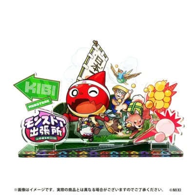 モンスターストライクのキャラクターたちが桃太郎をモチーフにした衣装で描かれたアクリルスタンド